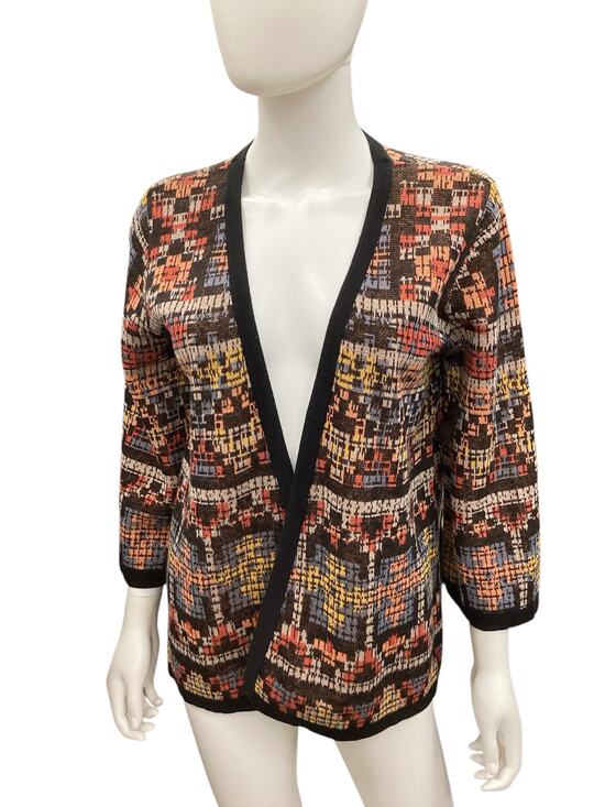Pendleton + Lord & Taylor Sweaters - Pendleton Cardigan Women SZ S NoClosure Linen/Cotton Blend Black Trim Multicolor